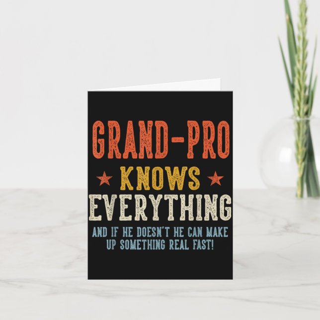 Grand-pro knows everything father's day retro card (Front)