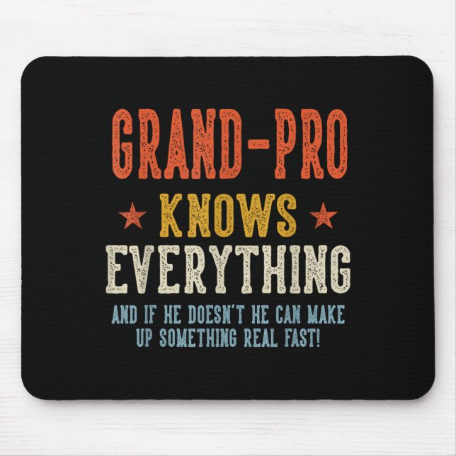 Grand-pro knows everything father's day retro mouse pad (Front)
