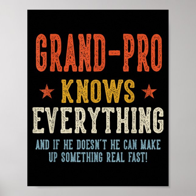 Grand-pro knows everything father's day retro poster (Front)