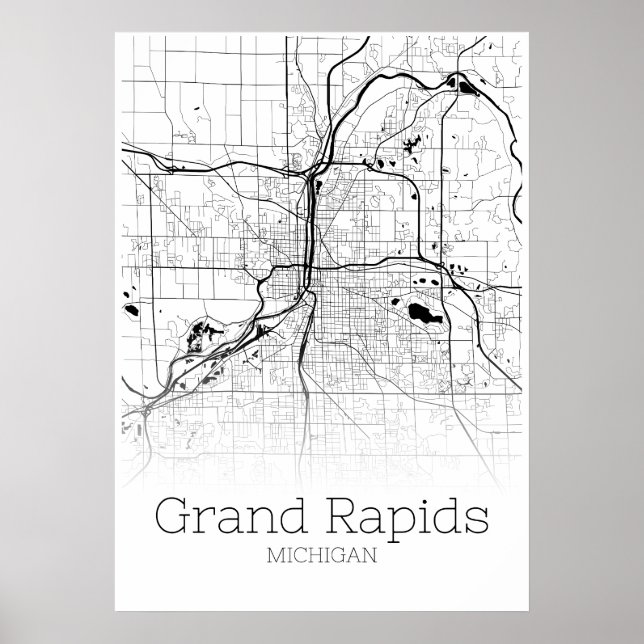 Grand Rapids Map - Michigan - City Map Poster (Front)