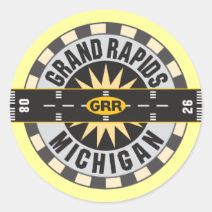 Grand Rapids, MI GRR  Airport Classic Round Sticker