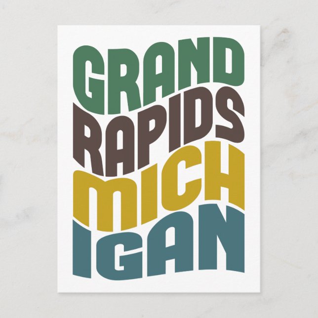 Grand Rapids Michigan Retro Wave Postcard (Front)