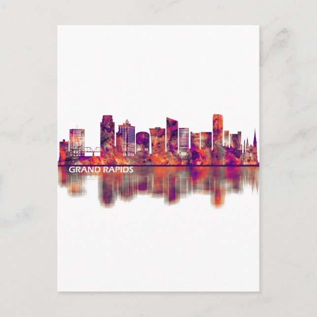 Grand Rapids Michigan Skyline Holiday Postcard (Front)