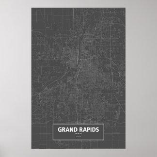 Grand Rapids, Michigan (white on black) Poster