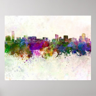 Grand Rapids skyline in watercolor background Poster