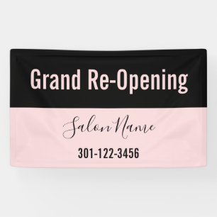 Grand Re-Opening Pale Pink & Black Beauty Salon Banner