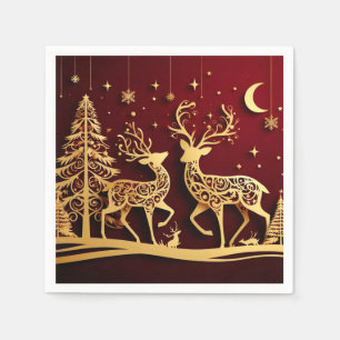 Grand Reindeer Waltz – Whimsy Holiday Pattern Napkin