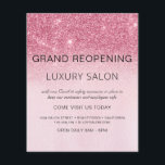 Grand Reopening Blush Pink Glitter Salon Flyer<br><div class="desc">Glam Blush Pink Ombre Sparkle and Glitter Grand Reopening Glam Luxury Hair Salon, Beauty Store, Eyelashes, Nails, Makeup, Microblading, Hair Stylist, Lashes, Hair Stylist or Make Up Artist Business Flyer with custom add your business name and return address. This simple modern and elegant personalized design is perfect for reopening your...</div>