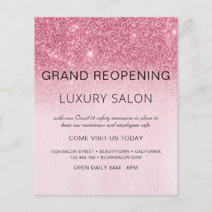 Grand Reopening Blush Pink Glitter Salon Flyer