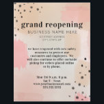 Grand Reopening Business Blush Pink Abstract Flyer<br><div class="desc">Grand re opening business with pink abstract background with black dots and text.</div>