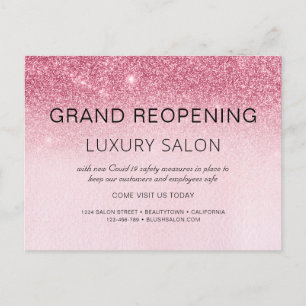 Grand Reopening Glam Glitter Hair Salon Announcement Postcard