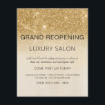 Grand Reopening Gold Glam Glitter Salon Flyer<br><div class="desc">Glam Gold Ombre Sparkle and Glitter Grand Reopening Glam Luxury Hair Salon, Beauty Store, Eyelashes, Nails, Makeup, Microblading, Hair Stylist, Lashes, Hair Stylist or Make Up Artist Business Flyer with custom add your business name and return address. This simple modern and elegant personalized design is perfect for reopening your business...</div>