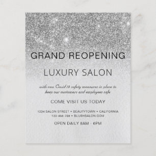 Grand Reopening Silver Modern Glitter Salon Flyer