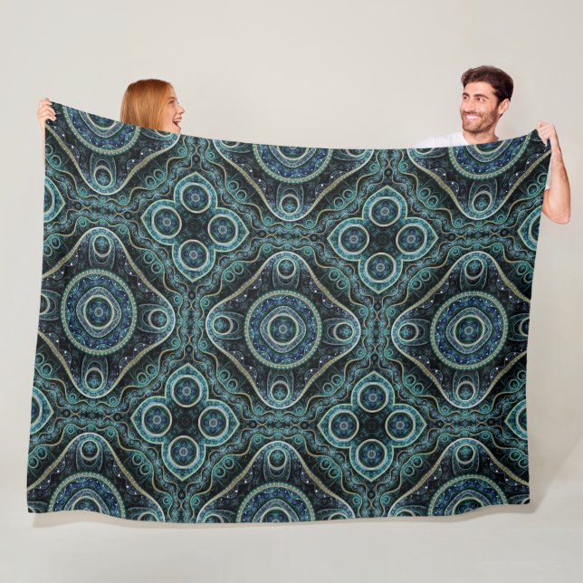 Grand Royal Julian Fractal Mandala Pattern Fleece Blanket (In Situ)