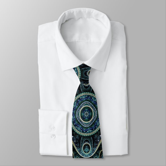 Grand Royal Julian Fractal Mandala Pattern Tie (Tied)