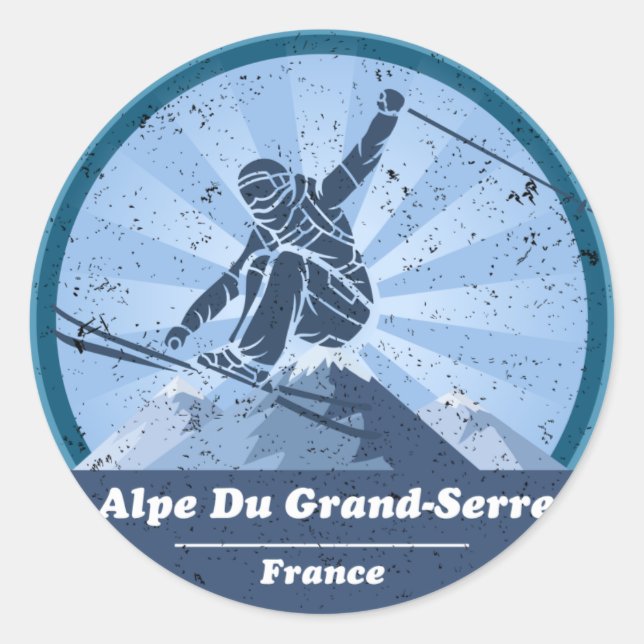 Grand Serre Skiing Alpe Classic Round Sticker (Front)