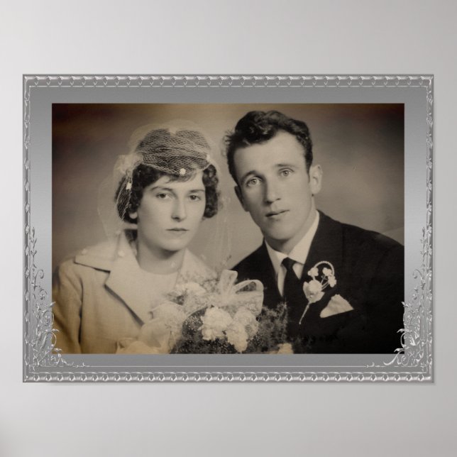 Grand silver border frame custom photo poster (Front)
