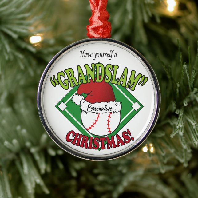 Grand Slam Baseball Christmas Metal Tree Decoration (Tree)
