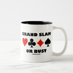 Grand Slam Or Bust (Bridge Card Suits) Two-Tone Coffee Mug