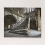 Grand Staircase in a Fantasy Abandoned Chateau Jigsaw Puzzle<br><div class="desc">Re-imagined decaying grand staircase with crumbling stone balustrade in a fantasy French chateau.</div>