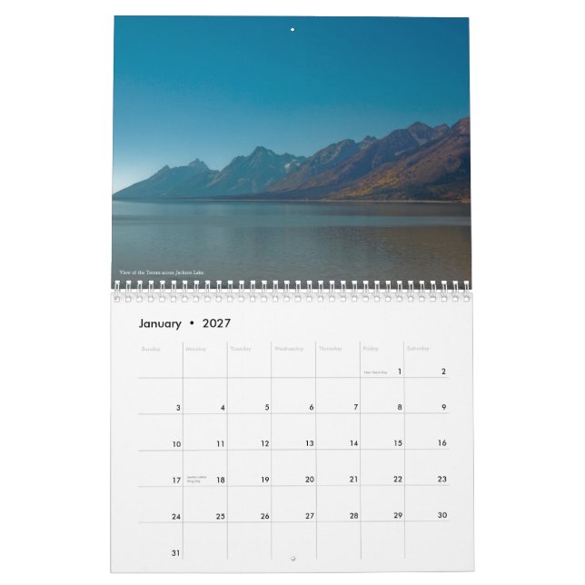 Grand Teton and Yellowstone Calendar (Jan 2027)