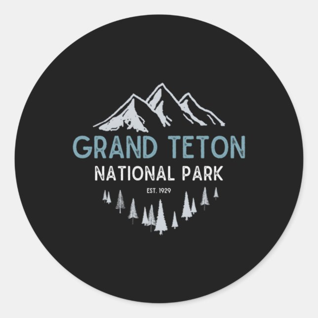 Grand Teton Grand Teton National Park Est 1929 Classic Round Sticker (Front)