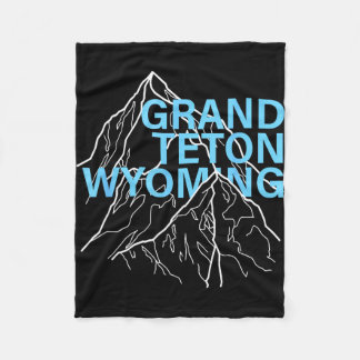 Grand teton mountain peaks wyoming minimalist line fleece blanket