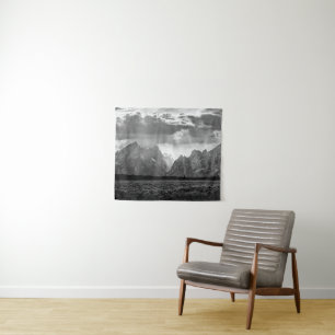 Grand Teton Mountain Range in Black and White Tapestry