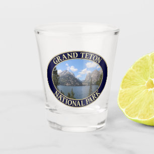 Grand Teton Mountains and Jenny Lake, Wyoming Shot Glass
