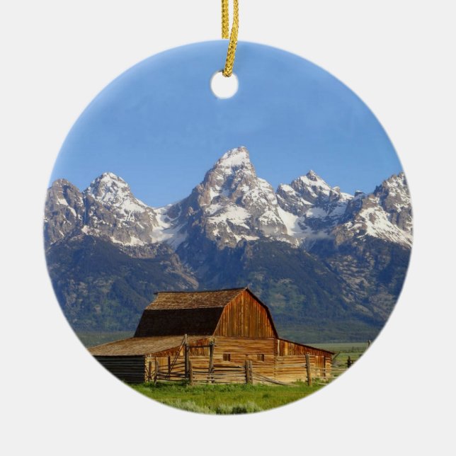 Grand Teton mountains Ceramic Tree Decoration (Front)
