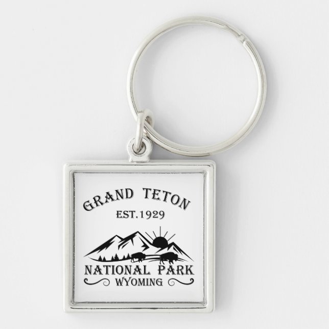 Grand Teton mountains National Park Wyoming Key Ring (Front)