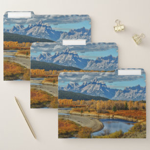 Grand Teton Mountains River View in Autumn File Folder