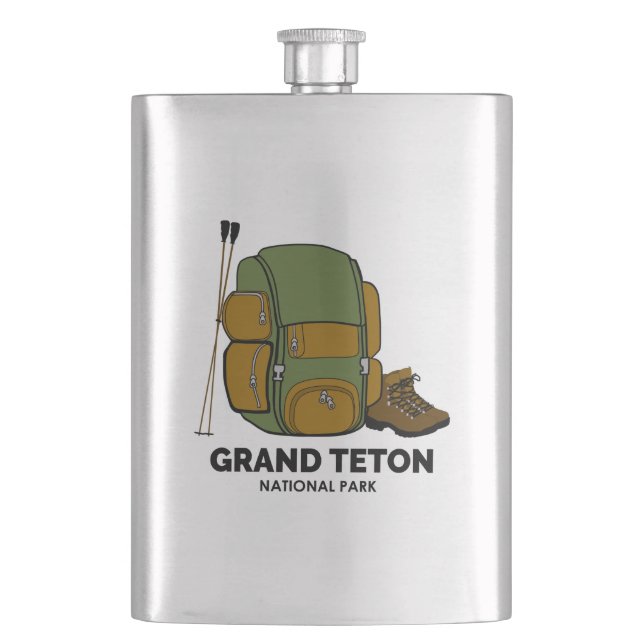 Grand Teton National Park Backpack Hip Flask (Front)