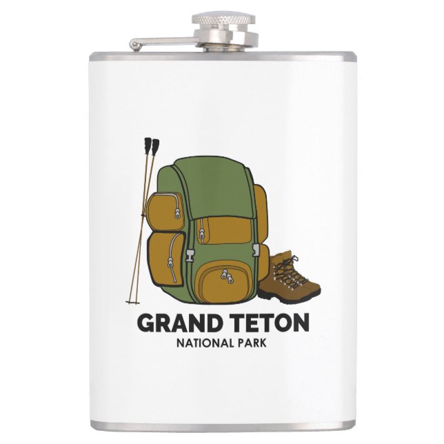 Grand Teton National Park Backpack Hip Flask (Front)