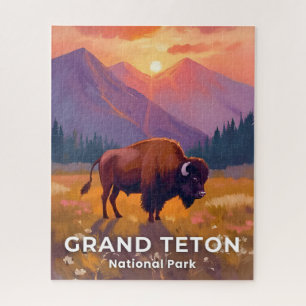 Grand Teton National Park   Bison Wyoming Travel Jigsaw Puzzle