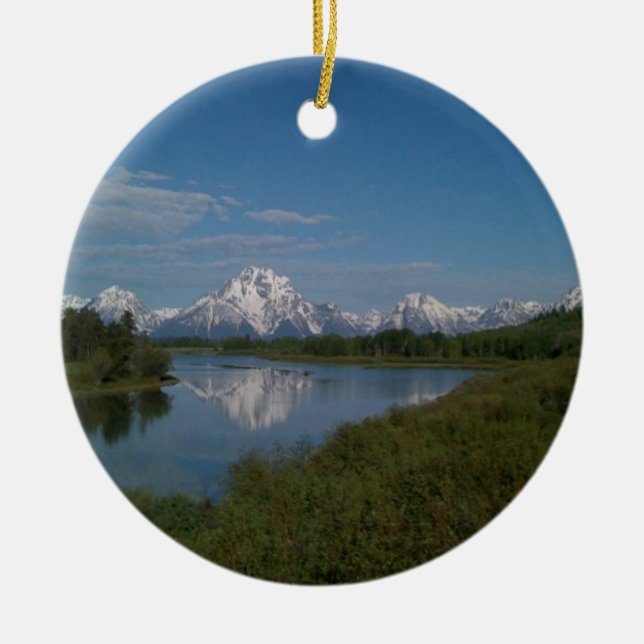 Grand Teton National Park Ceramic Tree Decoration (Front)
