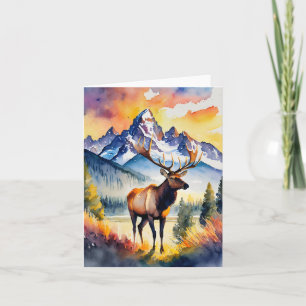 Grand Teton National Park Elk Watercolor Card