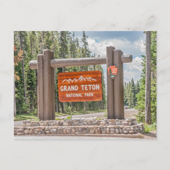 Grand Teton National Park Entrance Sign Postcard (Front)