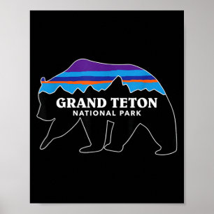 Grand teton national park grizzly bear minimalist poster