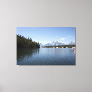 Grand Teton National Park, lake, mountain and sky. Canvas Print