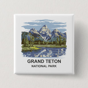 Grand Teton National Park Landscape  15 Cm Square Badge
