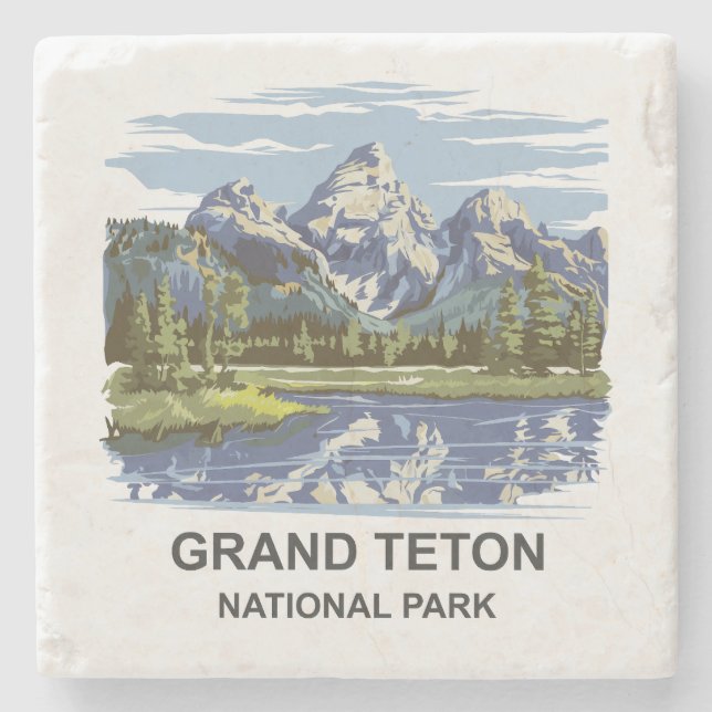 Grand Teton National Park Landscape  Stone Coaster (Front)
