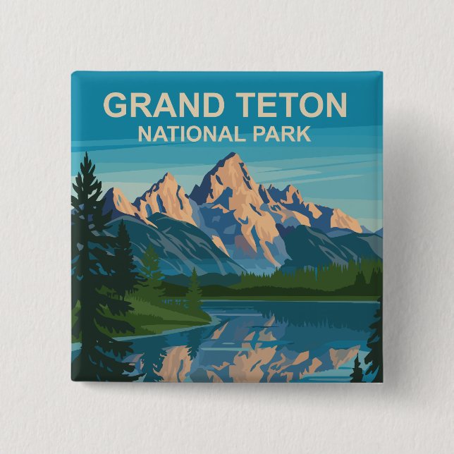Grand Teton National Park Landscape Travel Art 15 Cm Square Badge (Front)