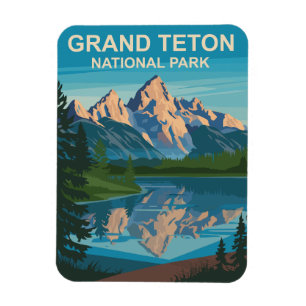 Grand Teton National Park Landscape Travel Art Magnet