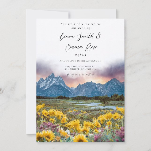 Grand TETON NATIONAL PARK Mountain Skyline Invitation (Front)