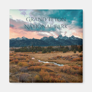 Grand Teton National Park Mountain Sunset Photo Magnet