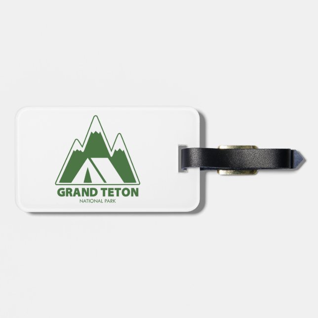 Grand Teton National Park Mountains Camping Luggage Tag (Back Horizontal)