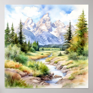 Grand Teton National Park Painting Poster