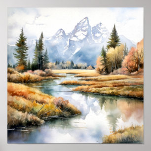 Grand Teton National Park Painting Poster