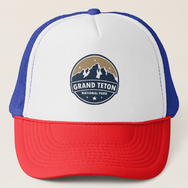 Grand Teton National Park Round Emblem Trucker Hat (Front)